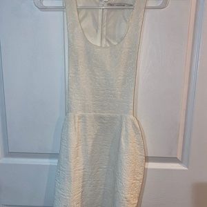 White textured cut out mini dress